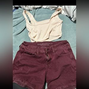 american eagle shorts size 4 and size small tank top